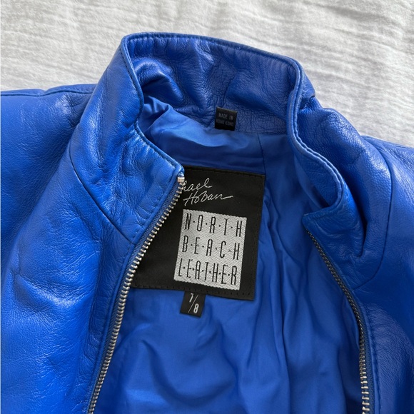 Vintage 80s Michael Hoban North Beach Blue Leather Jacket - size 7/8 - Picture 8 of 12